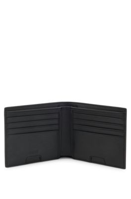Printed-leather wallet with logo lettering, Black