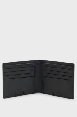 Printed-leather wallet with logo lettering, Black
