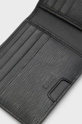 Printed-leather wallet with logo lettering, Black
