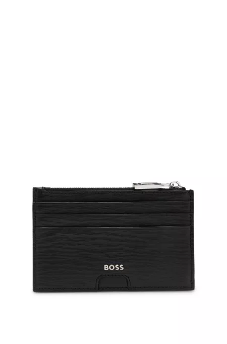 Printed-leather card holder with logo trim