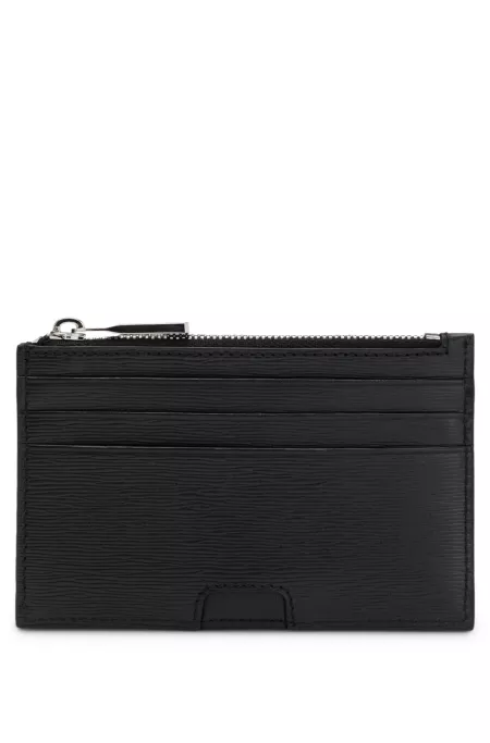 Printed-leather card holder with logo trim