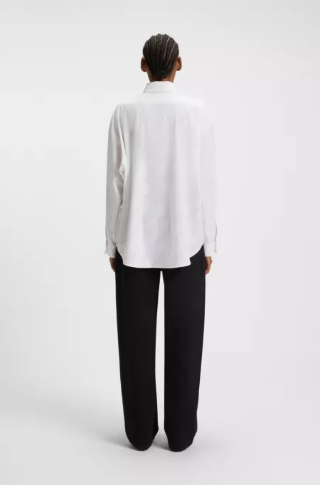 Oversized-fit blouse with burnout logo print