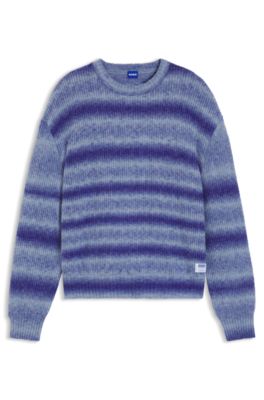 Oversized-fit sweater with ombr&eacute; stripes, Blue