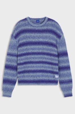 Oversized-fit sweater with ombr&eacute; stripes, Blue