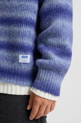 Oversized-fit sweater with ombr&eacute; stripes, Blue