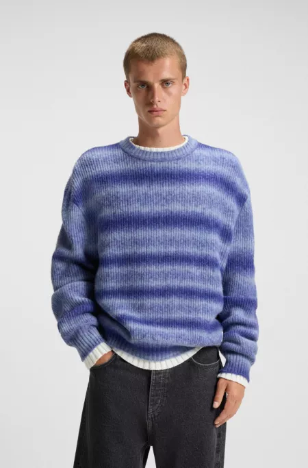 Oversized-fit sweater with ombré stripes