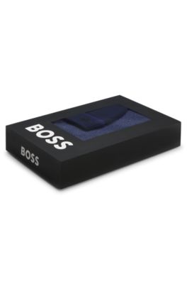 Knitted wool-cotton scarf and beanie hat gift set, Dark Blue