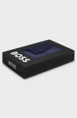 Knitted wool-cotton scarf and beanie hat gift set, Dark Blue