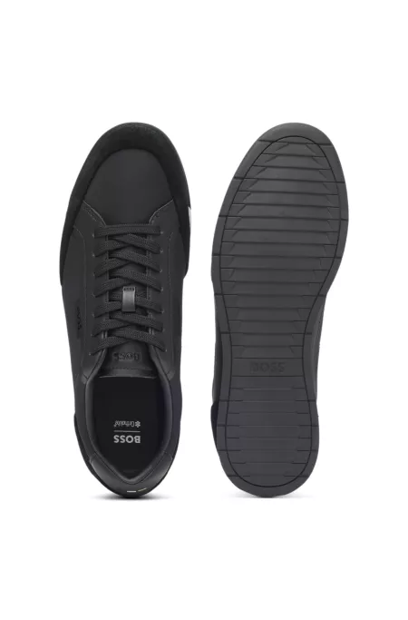 Low-top trainers with suede and faux leather