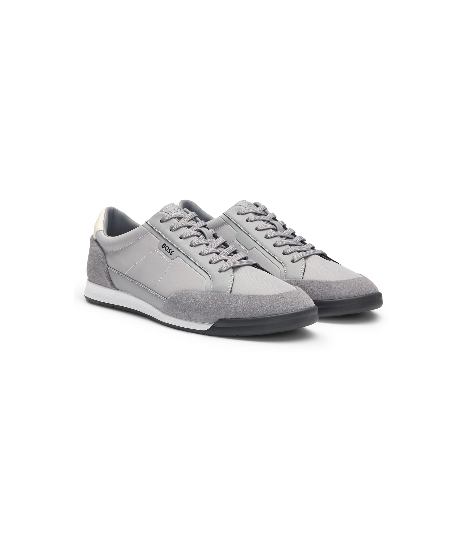 BOSS Men's Leather Mix Low Top Sneakers - Casual Leather & Fabric Sneaker