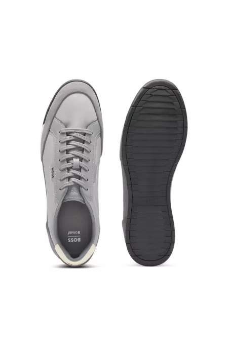 Low-top trainers with suede and faux leather