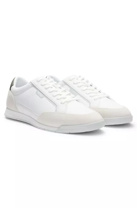 Low-top trainers with suede and faux leather