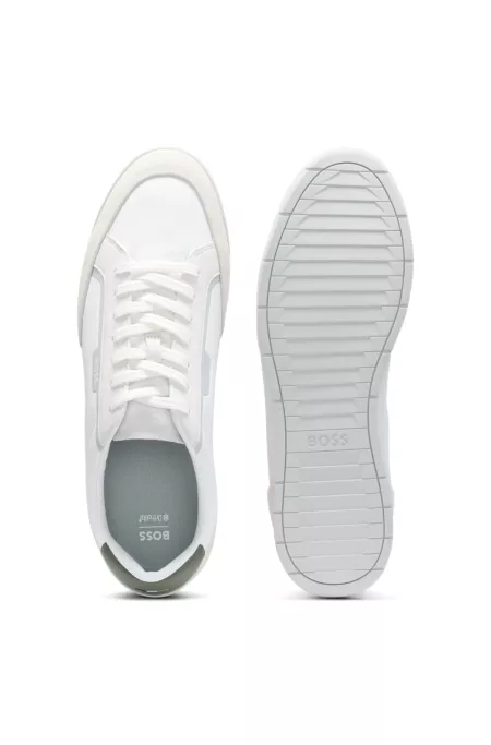 Low-top trainers with suede and faux leather