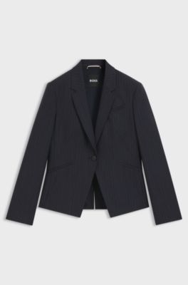 Slim-fit blazer in striped virgin wool, Patterned