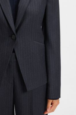 Slim-fit blazer in striped virgin wool, Patterned