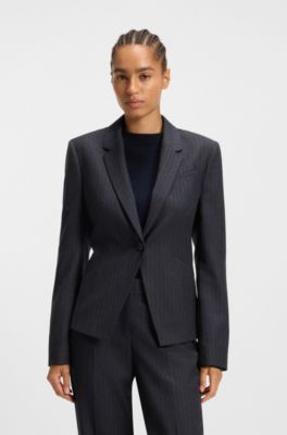 Slim-fit blazer in striped virgin wool, Patterned