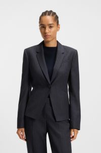 Slim-fit blazer in striped virgin wool, Patterned