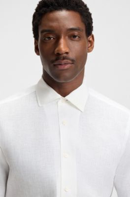 BOSS BY BECKHAM regular-fit-shirt in linen, White