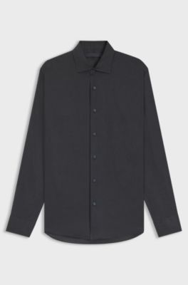 BOSS BY BECKHAM regular-fit-shirt in linen, Dark Blue