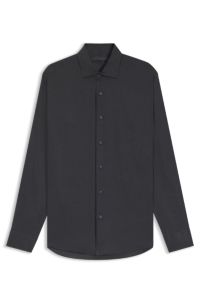 BECKHAM x BOSS regular-fit-shirt in linen, Dark Blue