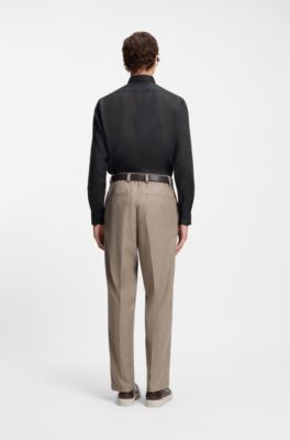 BECKHAM x BOSS regular-fit-shirt in linen, Dark Blue