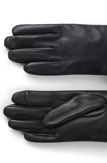 Leather gloves with faux-fur turn-up cuffs