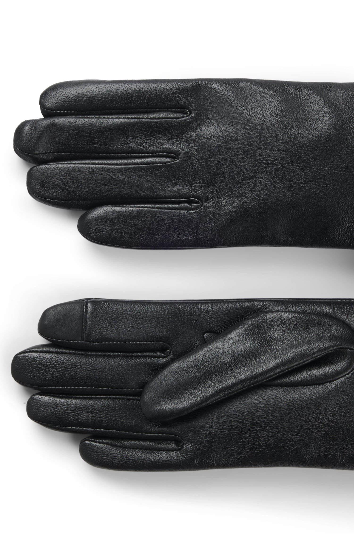 Boss Leather gloves with faux-fur turn-up cuffs handskar & vantar dam – bild 3