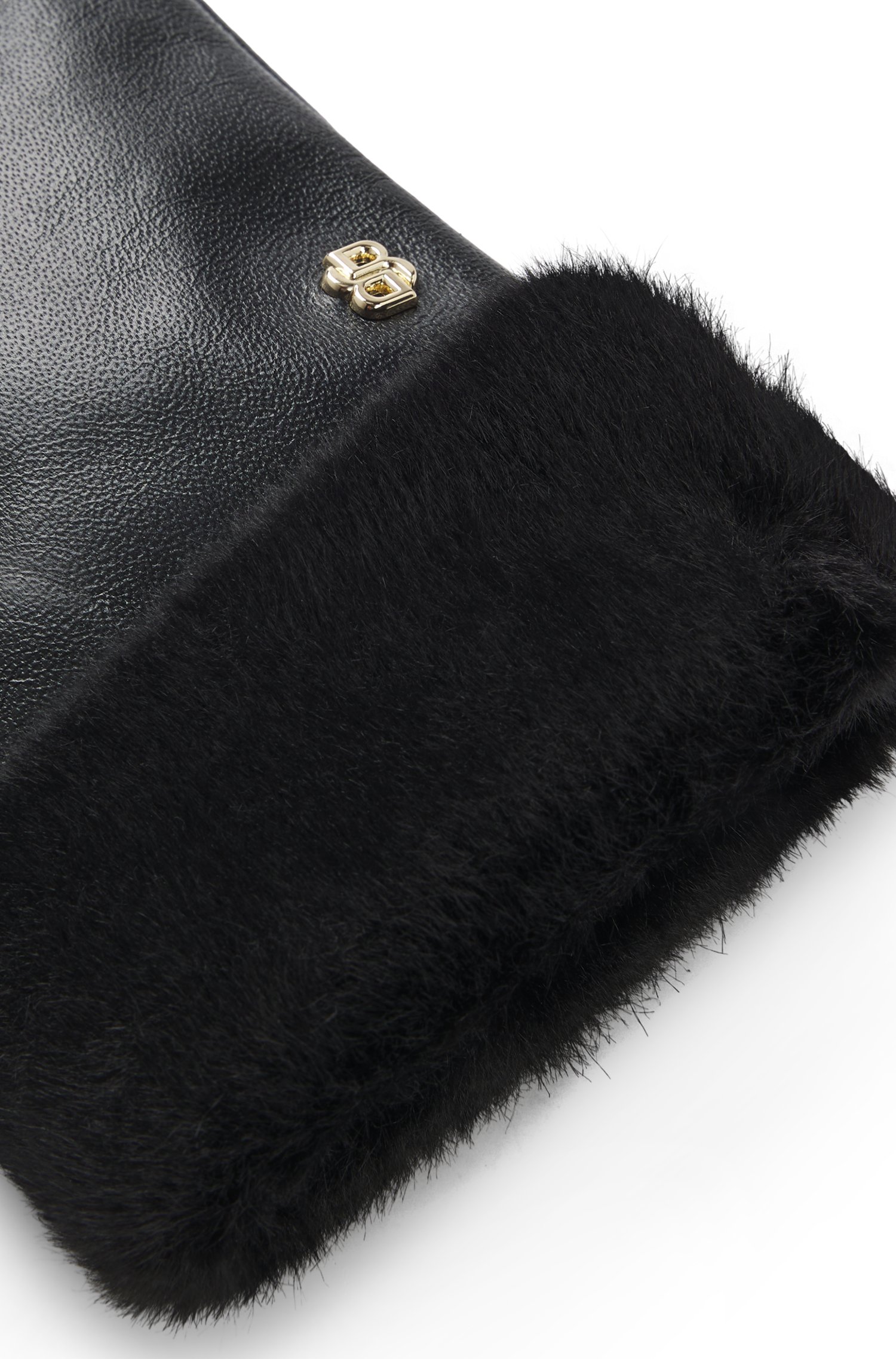 Boss Leather gloves with faux-fur turn-up cuffs handskar & vantar dam – bild 2