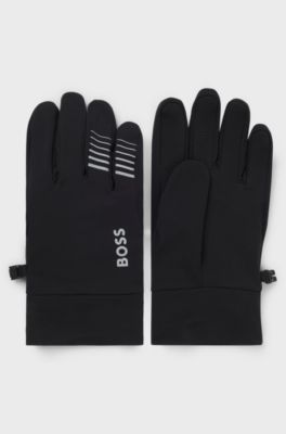 Active running gloves in stretch fleece, Black