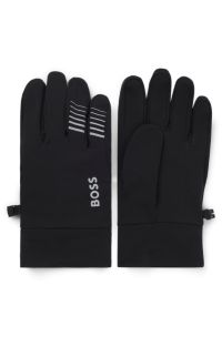 Active running gloves in stretch fleece, Black
