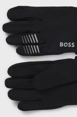 Active running gloves in stretch fleece, Black