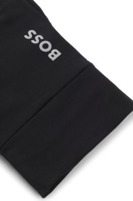 Active running gloves in stretch fleece, Black