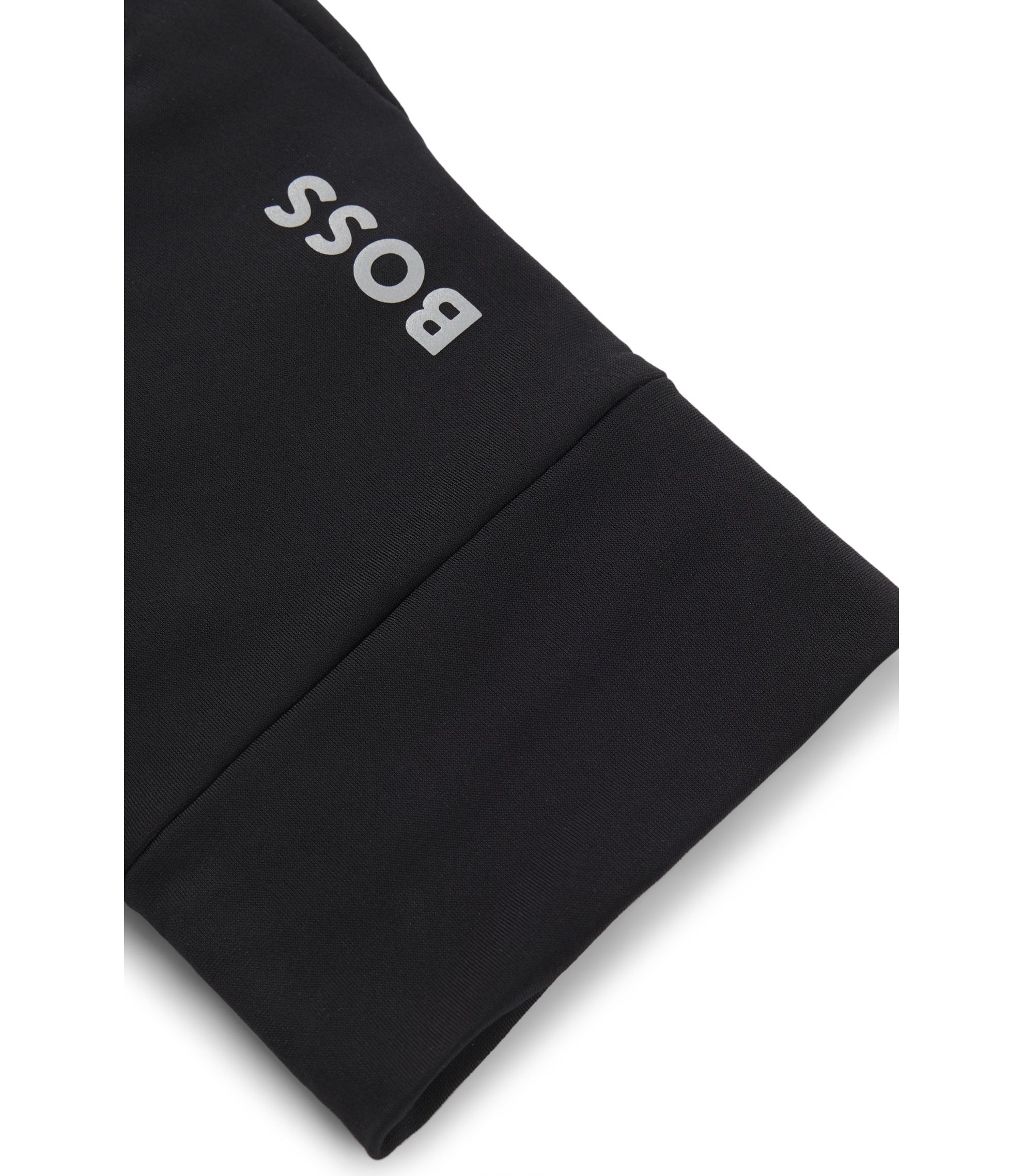 BOSS - Active running gloves in stretch fleece - Black