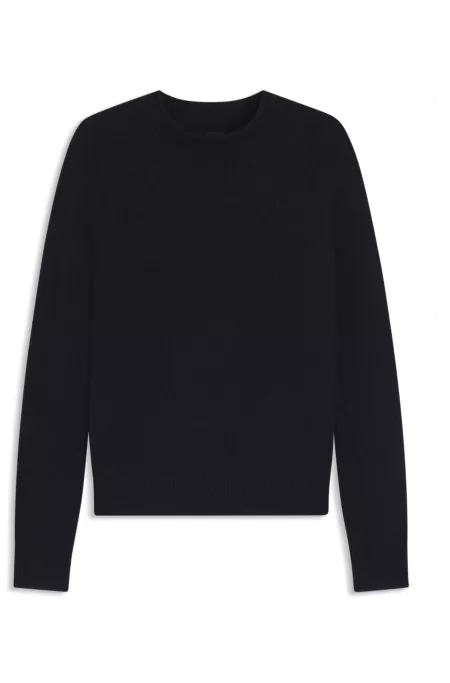 Wool-blend sweater with rolled collar and cuffs