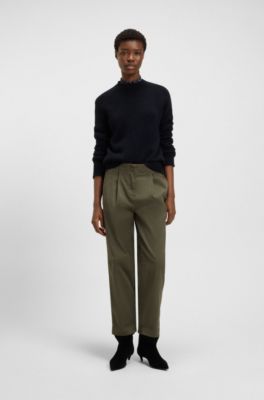 Wool-blend sweater with rolled collar and cuffs, Dark Blue