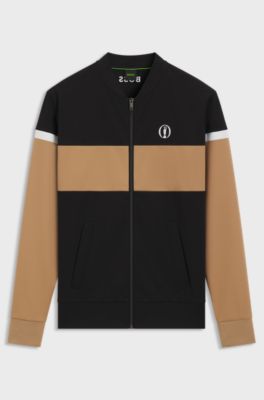 The Open jersey jacket with colour-blocking, Black / Beige
