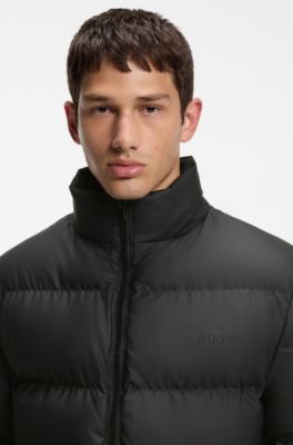 Waterproof jacket with logo detail, Black