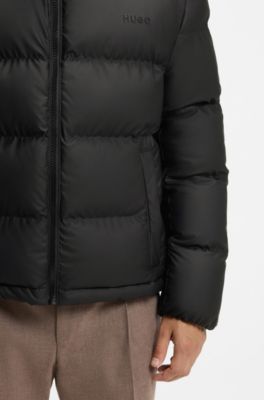 Waterproof jacket with logo detail, Black