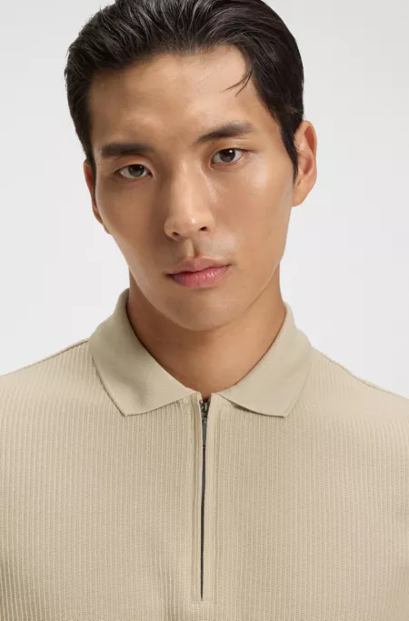 Structured-cotton polo shirt with zip placket