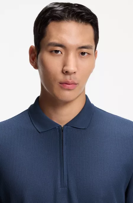 Structured-cotton polo shirt with zip placket