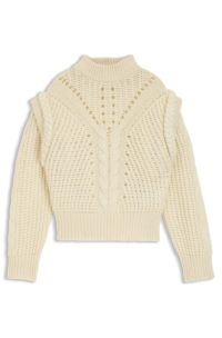 Structured-knit sweater with alpaca and virgin wool, Natural
