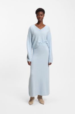 Knitted skirt with logo charm, Light Blue