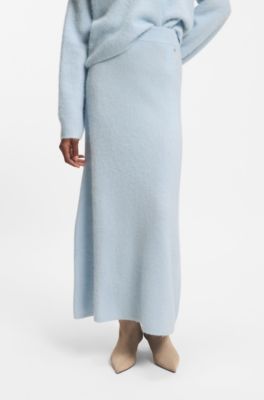 Knitted skirt with logo charm, Light Blue