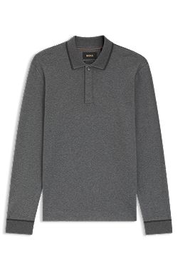 Cotton-cashmere polo shirt with covered placket