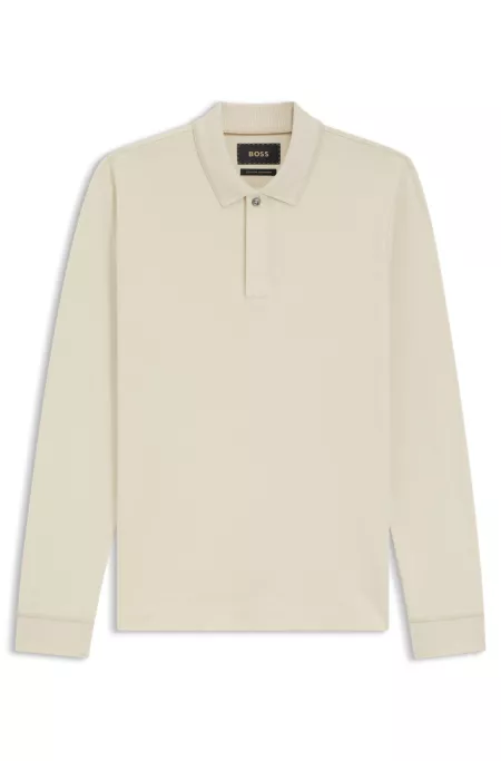 Cotton-cashmere polo shirt with covered placket