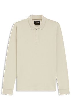 Cotton-cashmere polo shirt with covered placket