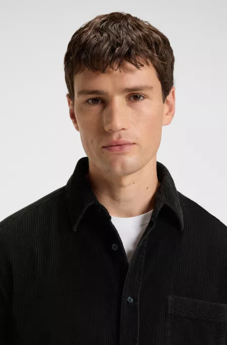 Regular-fit shirt in cotton corduroy