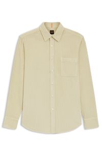 Regular-fit shirt in cotton corduroy, Light Beige