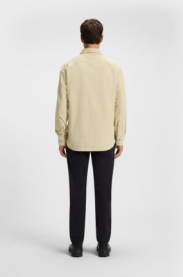 Regular-fit shirt in cotton corduroy, Light Beige