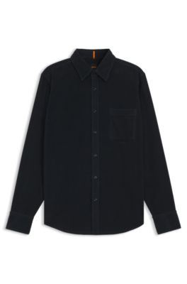 Regular-fit shirt in cotton corduroy, Dark Blue